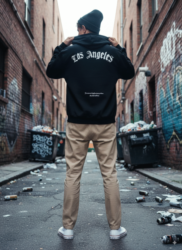 Buso Negro Capota en Algodón Perchado LOS ANGELES