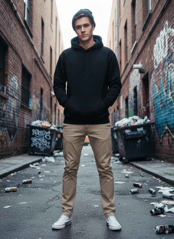 Buso Negro Capota en Algodón Perchado LOS ANGELES